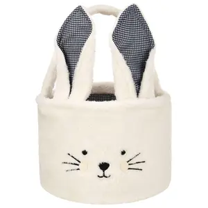 Easter Bunny Basket Plush White Tote Bag Cute Easter for Kids Gift and Eggs