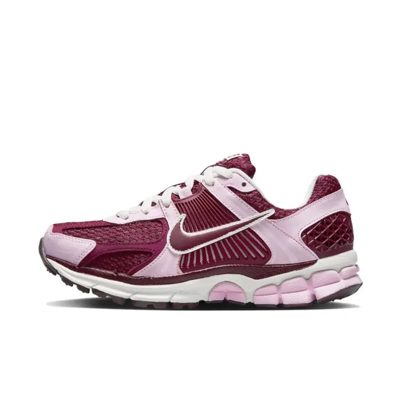 Women’s Nike Zoom Vomero 5 Runner - Pink Foam, Team Red Overlays, Mesh, Grippy Rubber Sole, True to Size, Daily Casual Comfort Fashion Footwear for Walking & Running