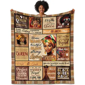 African American Mom Gifts, Mom Birthday Gifts for Black Women Blanket 60"x50", Afro Encouragement Inspirational Gift Idea for Black Moms Mother's Day Christmas