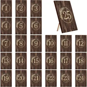 25 count Rustic Wooden Wedding Reception Table Numbers Decors Country Wedding Table Decoration Self Stand Wedding Centerpieces Table Signs for Wedding Bridal Shower Restaurant Decor,  to 25