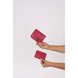 Pre-owned HERMÈS Designer Handbag/Wallet Constance Slim Wallet Rose Tyrien Epsom 2020 PHW Drop 31