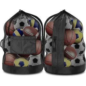 40" x 30"   Ball Bag, Upgrade Thicken Ball Bags for Coaches, Adjustable  Strap and  Ears with Handle, Mesh Bag for Basketball, Volleyball, Swimming Gear