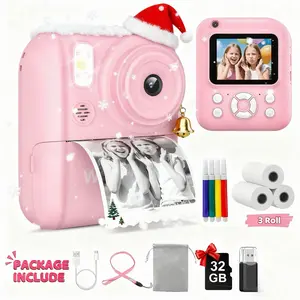 Instant Print Camera with 32GB SD Card,Portable Travel Camera Toy with 3 Rolls Print Paper,Kids Digital Camera Toys for 3 4 5 6 7 8 9 Year Boys Girls