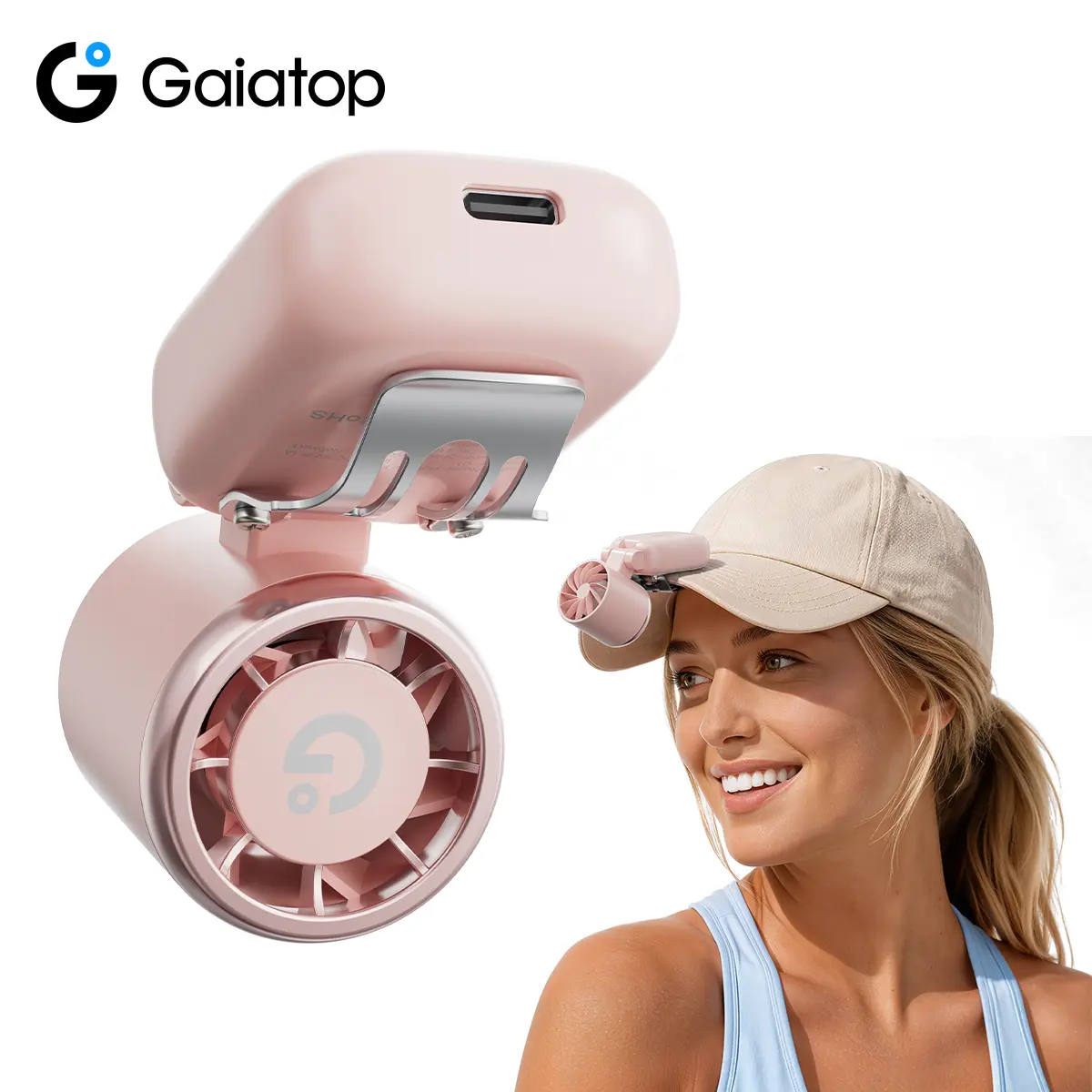 GAIATOP Hands-Free Cap Clip Fan | 3-in-1 Mini Cooling Gadget, Ultra-Light USB Rechargeable Portable Fan, 180° Adjustable for Golf, Baseball, Fishing, Travel & Summer Essentials, Summerwins