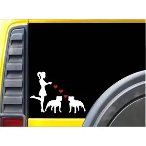 Woman Pitbull Lover TP 1386 8 inch Sticker decal american bully