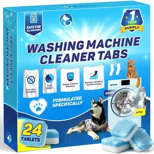 Washing Machine Cleaner Tablets - Removes  Buildup & Odors, Deep Cleans HE Front Load & Top Load Washers, 24 Pack (1 Year )