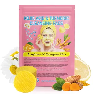 Kojic Acid and Turmeric Cleansing Pads, Turmeric Kojic Acid Pads for Face Scrub, Deep Cleansing Dark Spots with Lemon Extract, Vitamin C, Vitamin B5 (40pcs)