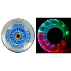 LED Scooter Wheels Set of 2 With Bearings - Blue/Clear