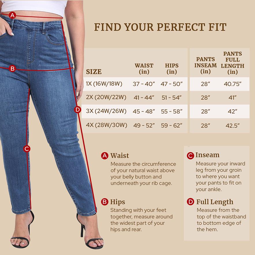 HDE Women's Plus Size Skinny Jeans Pull On Stretch Denim Jegging with Pockets High Rise Elastic Waistband Breathable Bottom Comfortable Fit