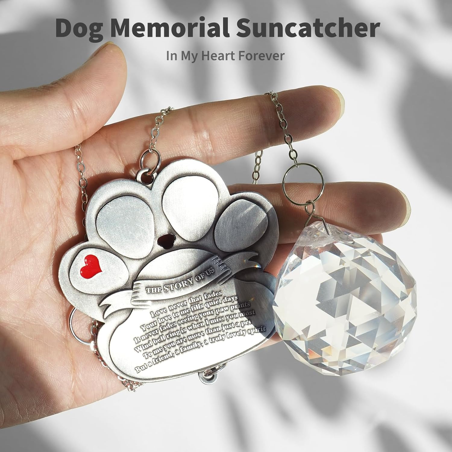 Pet Memorial Gifts for Loss of Dog Cat Crystal Suncatcher Rainbow Maker Ornament for Window Hanging Garden or Patio Sympathy Gifts for Pet Lovers