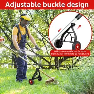 String Trimmer Wheel Attachment, Auxiliary Trimmer Lithium Mower Support Wheels, Weed Eater Wheels, Lawn Mower Support Wheel Adjustable Weed Trimmer for Walk-Behind Brush Cutter,Metal Plastic Structure Adjustable Wheel Attachment for Weed Trimmer