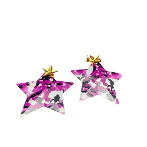 Miz Star Light Weight Camouflage Earrings in Stunning Colors for a Bold Look