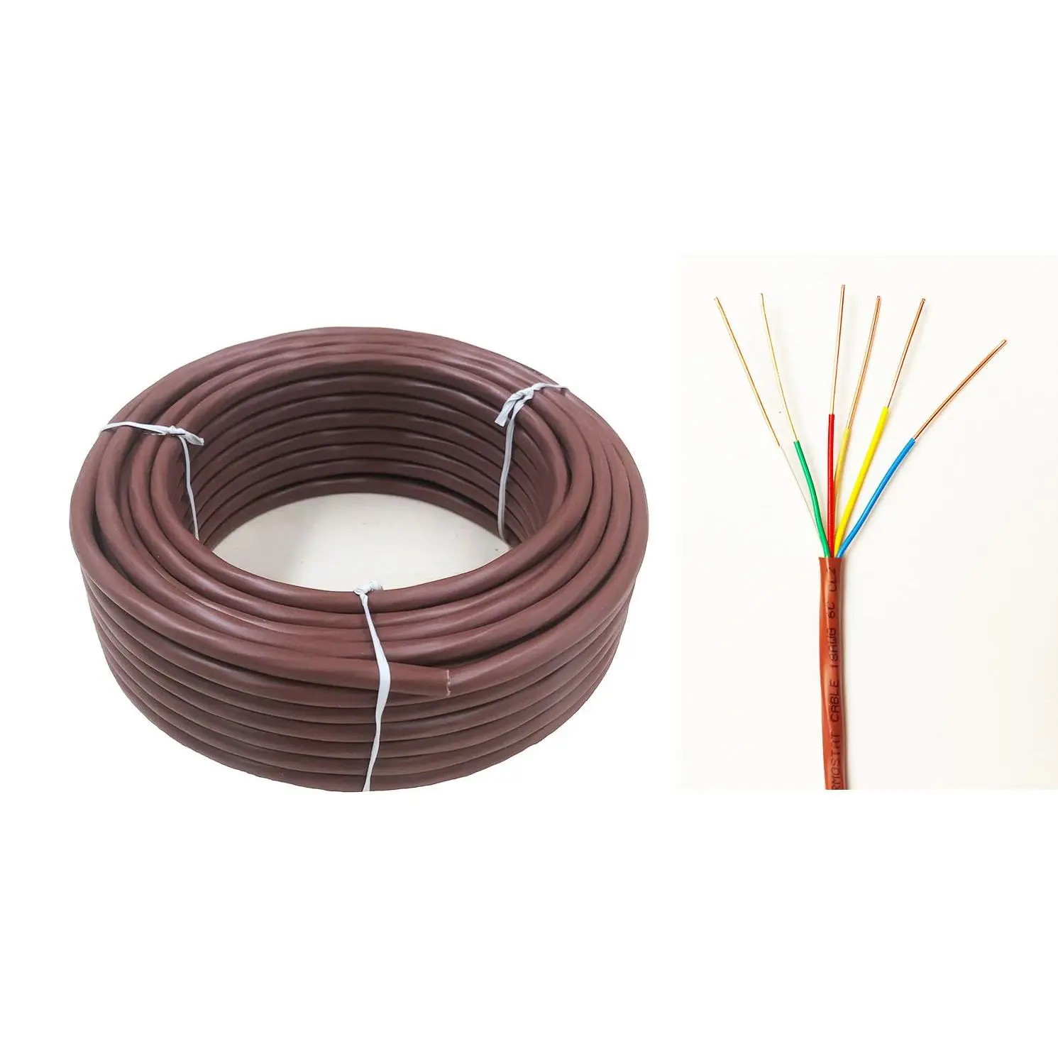 18/6 25ft Thermostat Doorbell HAVC Heating Control  Wire,  Solid Copper Conductors CL2 ETL Listed,  RoHS for Indoor/Outdoor Low  Applications Use Brown