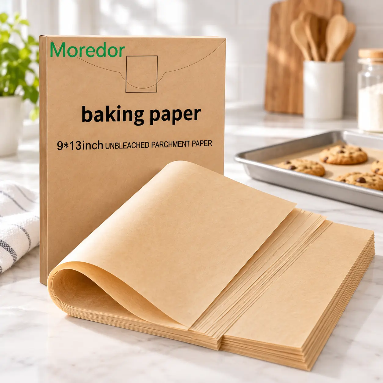 100 Pcs Unbleached Precut 9x13 in Rectangular Parchment Paper Baking Sheets - 450°F Heat-Ready, Food-Grade, Anti-Adhesive Backing Sheet Parchments with Clean Edge, Fast Clean Release, Easy Bread Release for Baking, Grill/Fry/Steam Kitchen Utensils