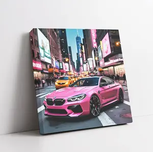 Bmw M6 Pink In New York For Mens Room Car Canvas Print Vehicle Wall Art