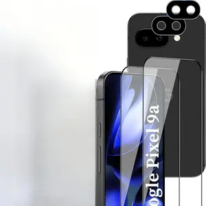 Google Pixel 9a Full Protection Glass Film (2 Pieces) + Camera Lens Protector (2 Pieces), 9h Hardness, High Transparency