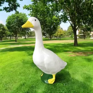 New 18cm Goose Figurine, Resin Statue Craft, Home Garden Pond Study Desk Decoration, Decorative Goose Sculpture
