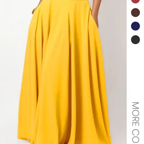 ZANZEA Women's Solid Pocket Flared Loose Fit Skirt, Elegant Casual High Waist A-Line Maxi Skirt for Party Holiday Wedding Guest, Ladies Bottoms for All Seasons