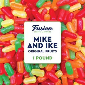 Mike and Ike Candy Bulk - 1 Pound Bag (16 Ounces) - Original Fruit Flavored Variety, Vending Machine Candy - Chewy Mike and Ikes Candies - Fat Free Movie Theater Candies