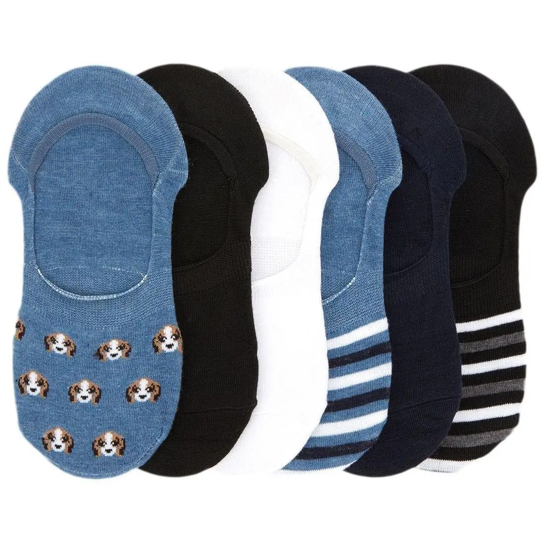 Memoi Women's Set of 6 Beagle High-Cut No-ShowLiner Socks