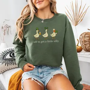 [Sale off up to 50%] St Patricks Day Sweatshirt, Gildan St Paddys Day Goose Shirt, Funny Irish St Pattys Day Crewneck, streetwear graphic tee