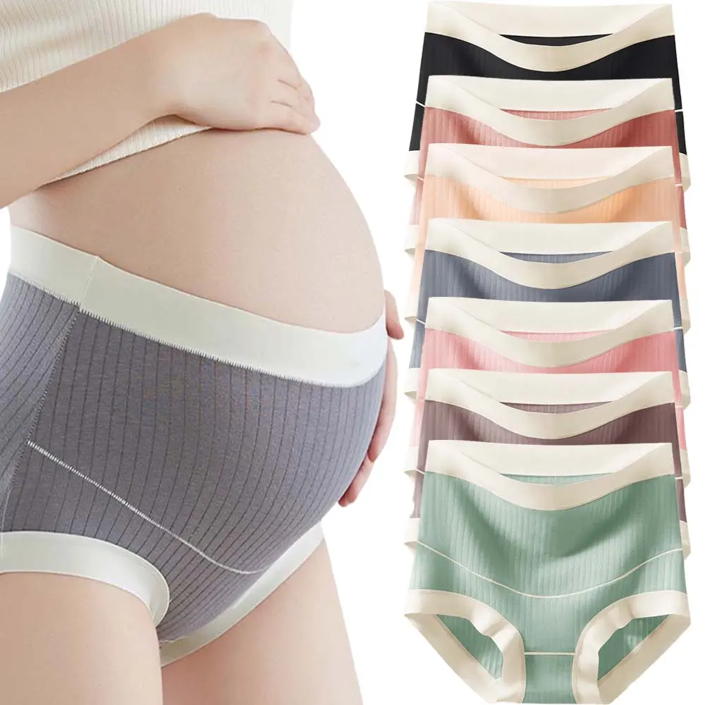 7-Pack High Waist Cotton Maternity Underwear, Belly Support, No Ride-Up, Plus Size M-5XL Soft & Breathable Underwear outdoorfun