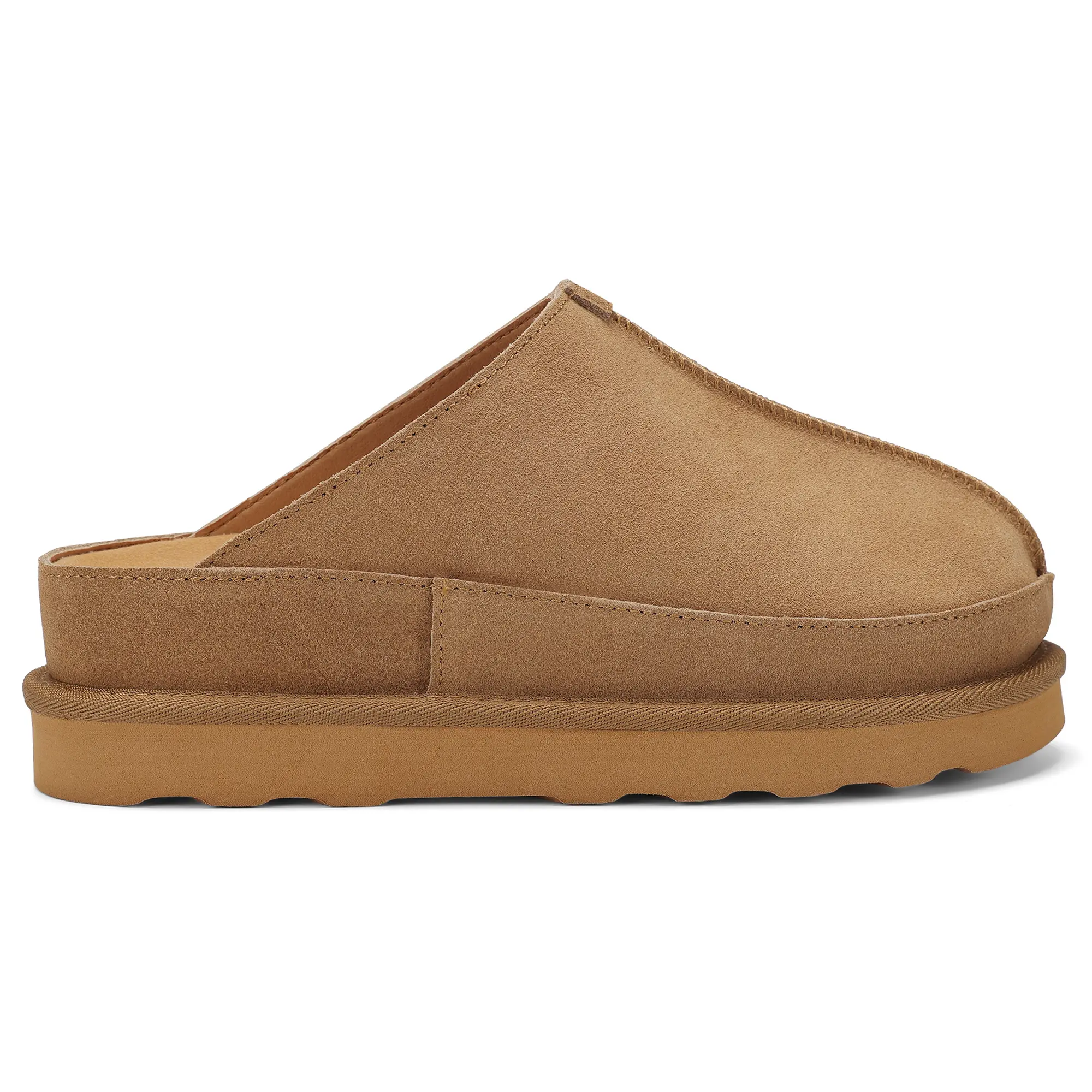 Women's Suede Clogs Leather Mules Platform Slippers for Women Comfort Slipper ThickBrown Footwear Shoe