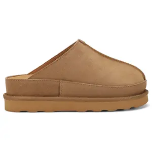 Women's Suede Clogs Leather Mules Platform Slippers for Women Comfort Slipper ThickBrown Footwear Shoe