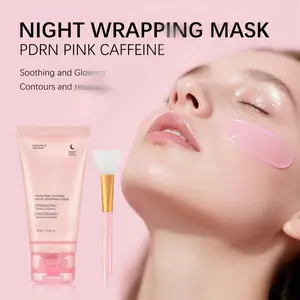 PDRN Pink Caffeine Night Wrapping Mask with Applicator Brush Infused with Niacinamide & Collagen for Deep Hydration Water Lock & Gentle Skin Repair Christmas gifts