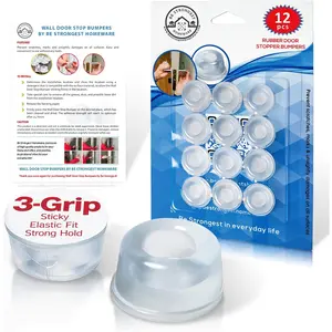 Small Size Clear Rubber Door Bumpers 12 Pack Stick on Heavy Use Door Stoppers Wall Protector for Shower Door