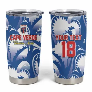 Custom Football Cape Verde Blue Sharks Tumbler Cup Rise Again Island
