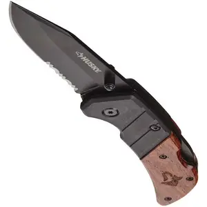 Husky 2.875 Steel Dual Edge Clip Point Folding Knife