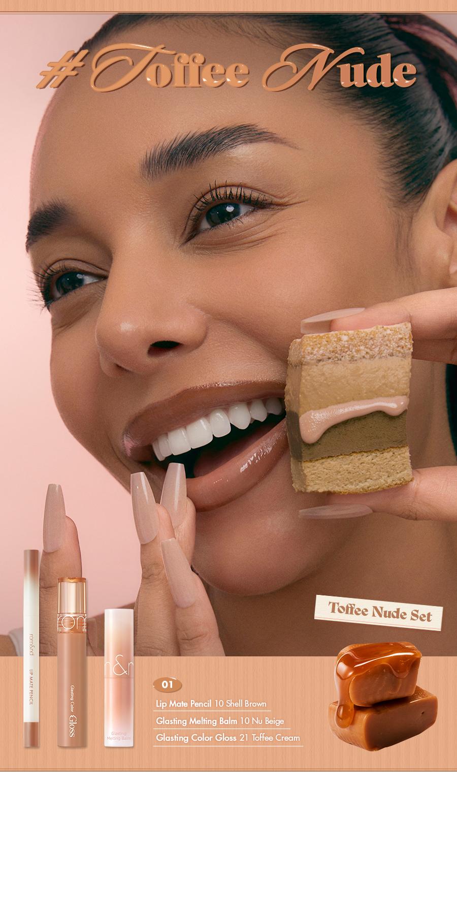 [rom&nd Official Shop] rom&nd LIP VOLUME HACK TRIO NUDE EDITION (2 Shades, Lip Mate Pencil 0.5g & Melting Balm 3.5g & Color Gloss 4g)