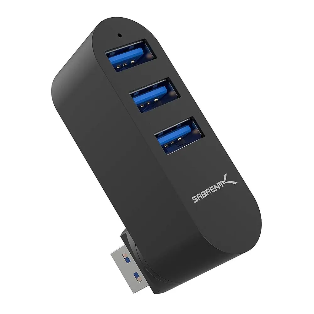 Sabrent 3 Port Aluminum Mini USB 3.0 Hub with 90° and 180° Rotatable Design