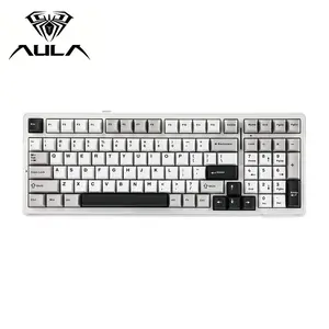 Aula F99 Mechanical Keyboard, Hot Swappable Gasket Custom Gaming Keyboard, Bluetooth/Wi-Fi/USB-C, 8000mAh Batter(White Grey, Nimbus V3 Switch)