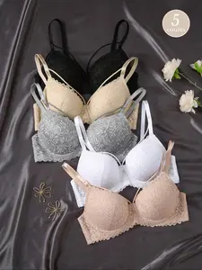 Women's Solid Color Push Up Bra, Soft Comfortable Breathable Lingerie Top for Daily Wear, Women's Lingerie for All Seasons