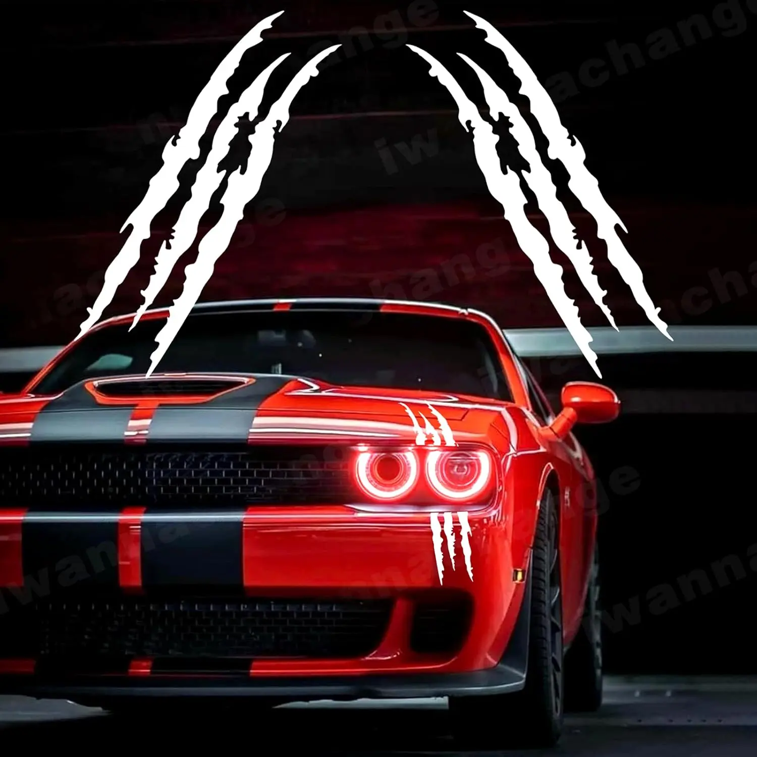 2 count Monster Claw Marks Headlight  Sticker Stripes Scratch Decal Vinyl for   SUV Pickup  Window  ect(White)