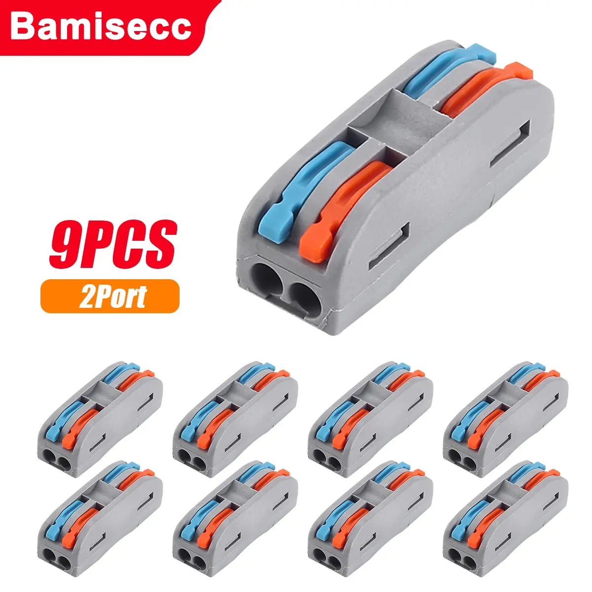 32/9pcs Pct Push-Button Quick Terminal Connectors, Screwless Wire Connector, 2/3 Hole Universal, 24awg-12awg, Soft/hard Wire Compatible, Wiring Connectors Kit, Durable Reliable Connectors