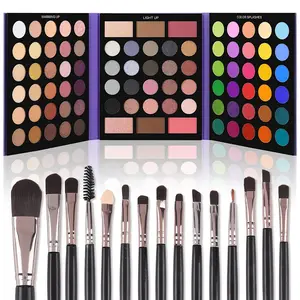Eyeshadow Palette with 15Pcs Brushes Makeup Set, Pigmented 86 Colors Make Up Sets Valentine's Day Gift, Matte Shimmer Glitter Eye Shadow Pallet Highlighter Contour Blush Powder Brush Beauty Kit