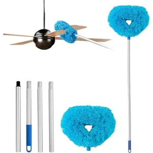 Ceiling Fan Cleaner Duster Reusable Microfiber Ceiling Fan Blade Cleaner Removable Duster with Extension Pole Adjusts 13 to 49.7 Inch