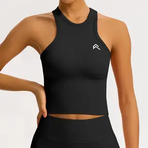 Oneractive Women's Yoga Vest with Built-in Bra Breathable Quick Dry Sports Bra Tight Fitting Workout Top for Fitness Running Gym