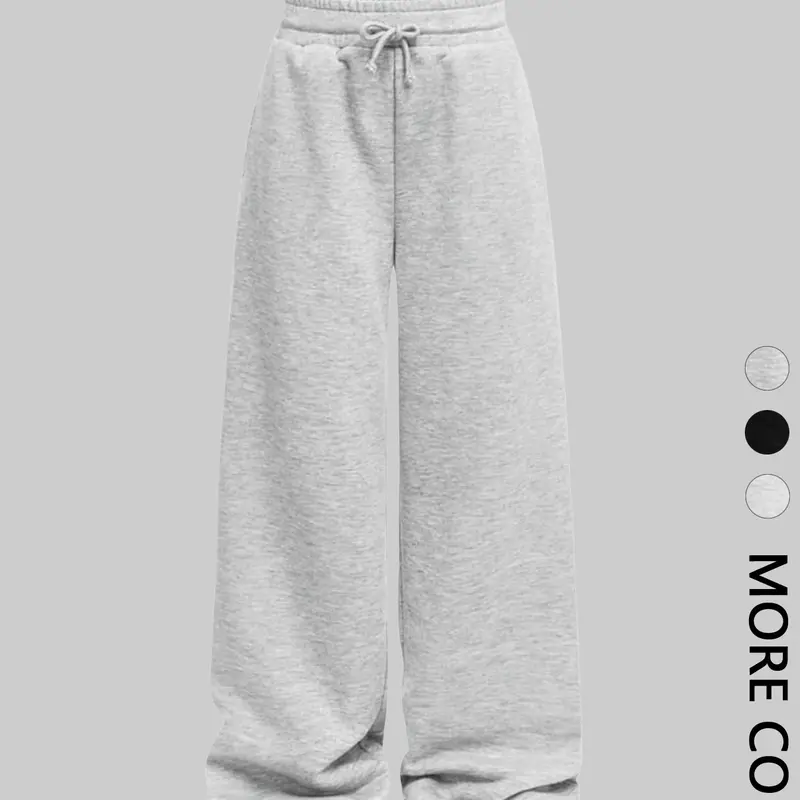 Women's Solid Color Loose Wide-Leg Sweatpants with Drawstring Waist, Breathable Outdoor Running Pants for All Seasons, Athletic Bottoms for Fitness and Commuting, Athleisure Style, Essential Activewear, Knit Track Pant, Workout Activewear Bottoms