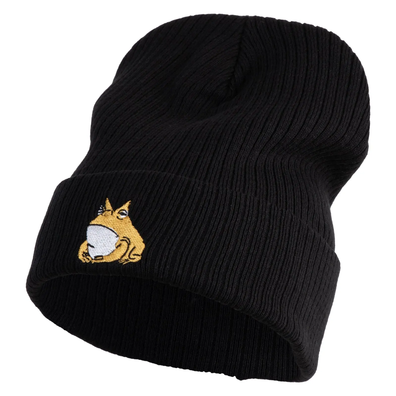South American Horned Frog Embroidered Big Size Cuff Long Beanie