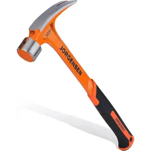 Jorgensen 22 oz Framing Hammer Straight Claw with Magnetic Nail Holder Milled Face & Shock Reduction Grip Heavy Duty One-piece Forged Tool Handle Hardwaregift Home Clawhammer