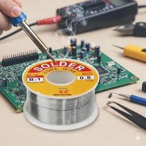2% Flux Core Solder Wire Low Temp Fast Melt High Flow Environmental Lead Free Alloy for PCB Electronic Repair,Circuit Board Metal Component Soldering Tool Material,Low Residue Flux Solid Wire 50g 100g Reel DIY Soldering Equipment Accessories