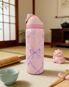 Butterfly powder Water bottle 32oz, 945ML, freesip,with straw,heatpreservation time more than 24 hours, cold and hot watercan be insulated, can make coffee, frozen drinks,,exquisite workmanship, suitable for camping, work,indoor and Outdoor use.