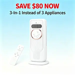 Bladeless Tower Fan & Space Heater Combo with Ice Water Cooling, Remote Control, 3 Fan Speeds 2 Heat Levels for All Seasons Bladeless Tower Fan & Space Heater Combo with Remote, 3 Fan Speeds 2 Heat Levels, Ice Water Cooling, All-Season Home Use