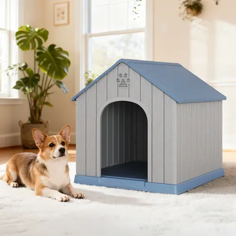 Bifanuo All-Sizes Waterproof Dog House - Multi-Purpose Pet Enclosure, Indoor Outdoor Kennel with Elevated Base, All-Seasons Comfortable Space for Dogs (Bedroom, Patio Use)
