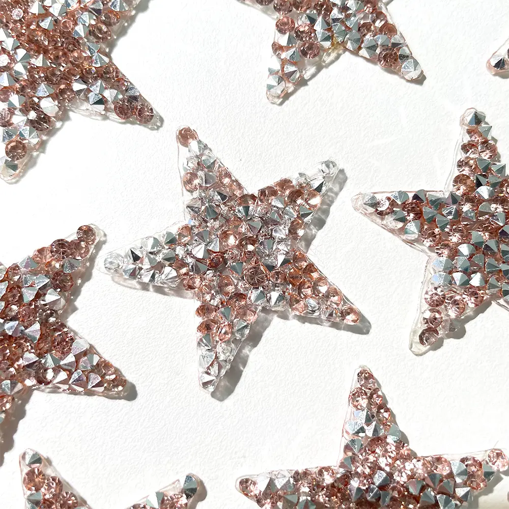 Unisex Durable Resin Diamond Star Shape Patches - Iron-On Rhinestone Sewing Accessories, Stylish Look Decoration for Clothes, Hats