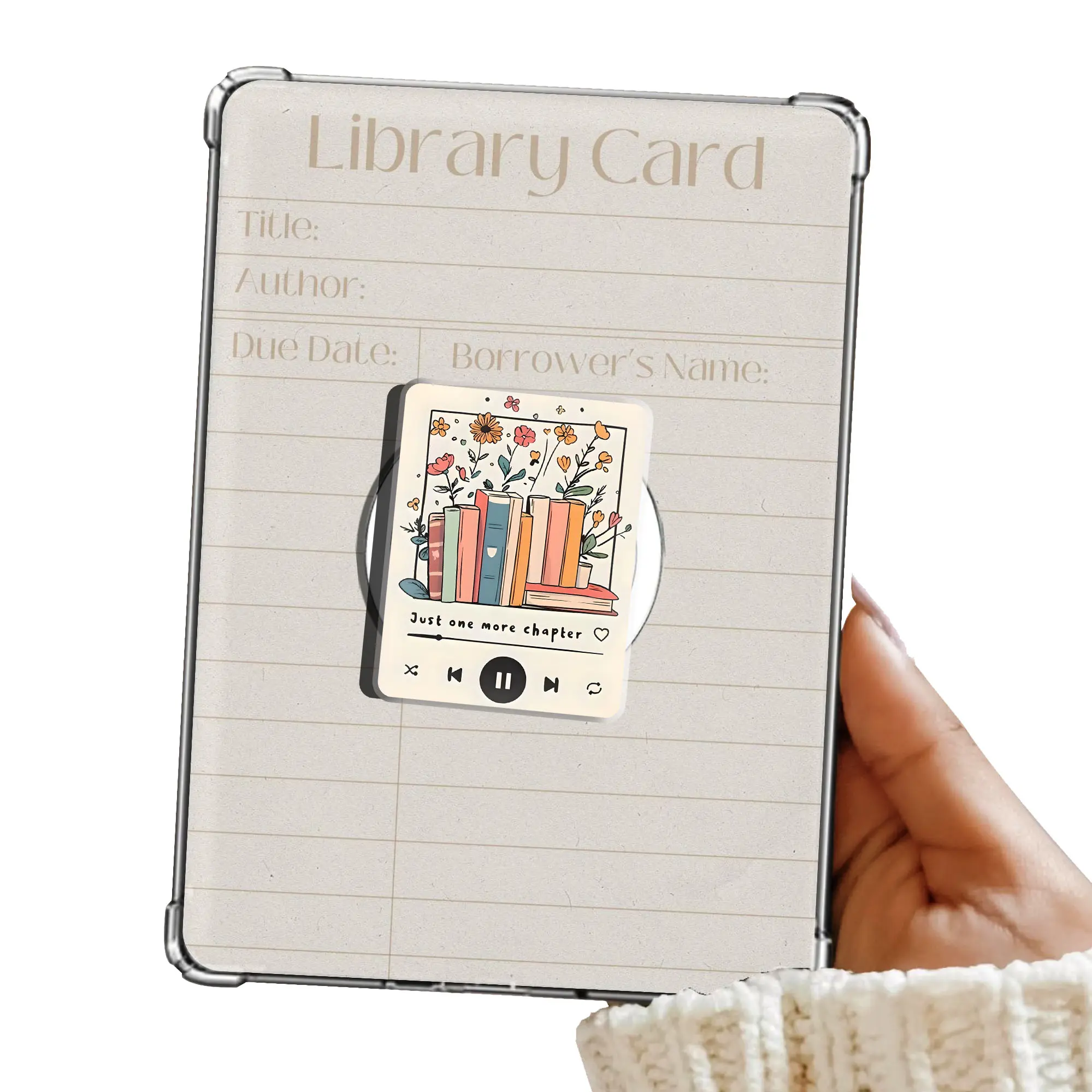Just One More Chapter Floral Book Player Kindle Grip Magnetic Pop Socket Cute Adorable MagSafe Phone Grip Phone Holder Magnetic Pop Socket Phone Kindle Grip Popsocket